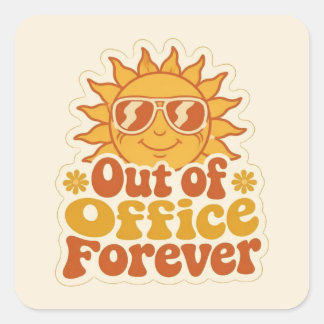 Retro Summer "Out of Office" Smiling Sun Sticker