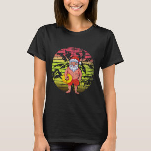 Retro Summer Palm Trees Santa Claus Christmas In J T-Shirt