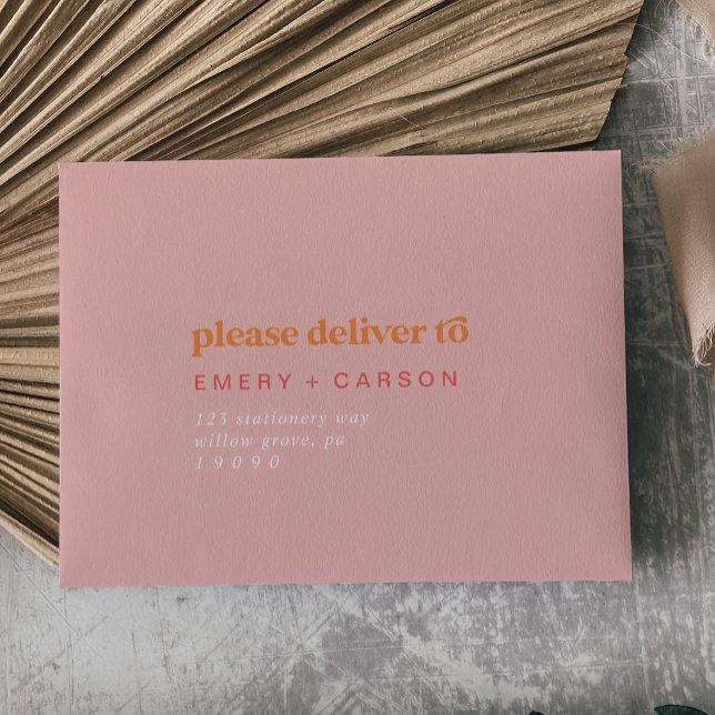 Retro Summer | Pink and Orange Self-Addressed RSVP Envelope (Creator Uploaded)