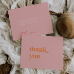 Retro Summer | Pink and Orange Wedding Thank You Card<br><div class="desc">This retro summer pink and orange wedding thank you card is perfect for a colourful wedding. The unique modern vintage design features a blush pink, bright orange and vibrant hot pink colour palette with fun tropical beach vibes. Personalise the back of the card with your names, and a thank you...</div>