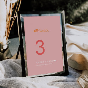 Retro Summer   Pink Orange Wedding Table Numbers