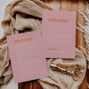 Retro Summer Pink Orange Welcome Letter Itinerary