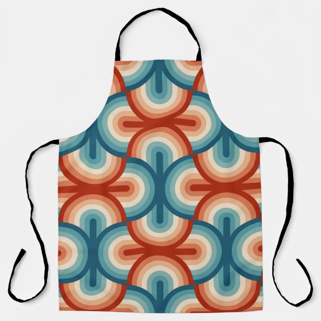Retro Summer Rainbow Stripes Pattern Apron (Front)