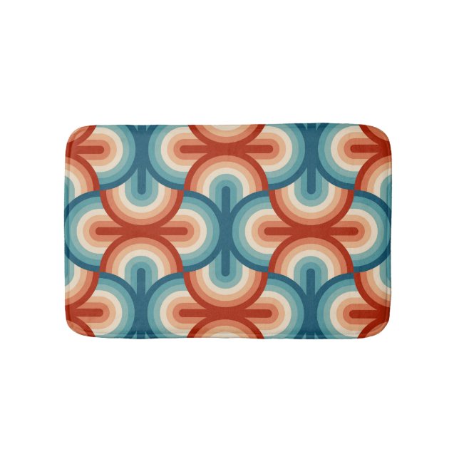 Retro Summer Rainbow Stripes Pattern Bath Mat (Front)