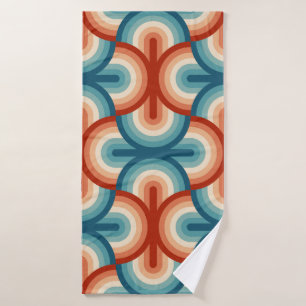 Retro Summer Rainbow Stripes Pattern Bath Towel