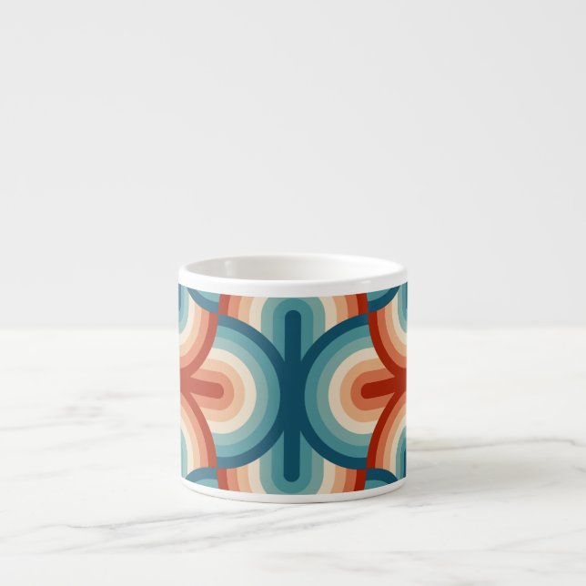 Retro Summer Rainbow Stripes Pattern Espresso Cup (Front)