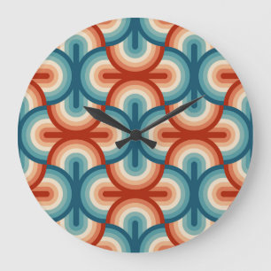 Retro Summer Rainbow Stripes Pattern Large Clock