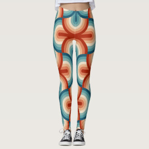 Retro Summer Rainbow Stripes Pattern Leggings