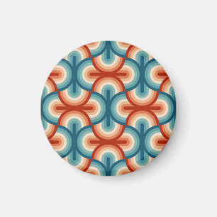 Retro Summer Rainbow Stripes Pattern Magnet