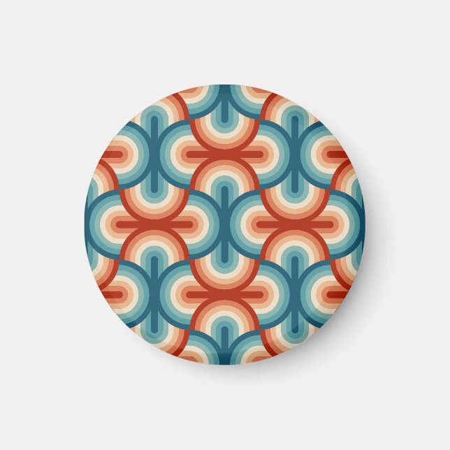 Retro Summer Rainbow Stripes Pattern Magnet (Front)