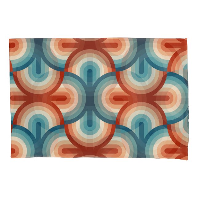 Retro Summer Rainbow Stripes Pattern Pillowcase (Front)