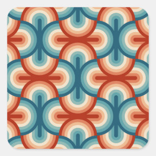 Retro Summer Rainbow Stripes Pattern Square Sticker
