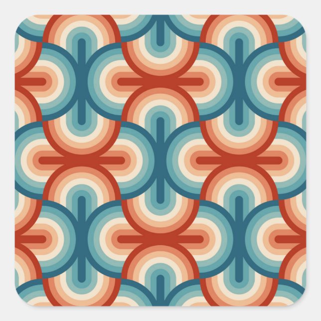 Retro Summer Rainbow Stripes Pattern Square Sticker (Front)