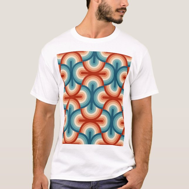 Retro Summer Rainbow Stripes Pattern T-Shirt (Front)
