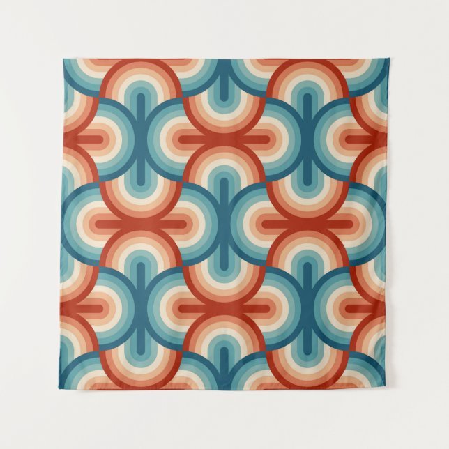 Retro Summer Rainbow Stripes Pattern Tapestry (Front)