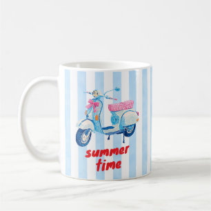 Retro Summer Scooter Stripes Dopamine Coffee Mug