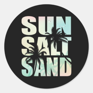 Retro Summer Sun Salt Sand Beach Girl's Trip Classic Round Sticker