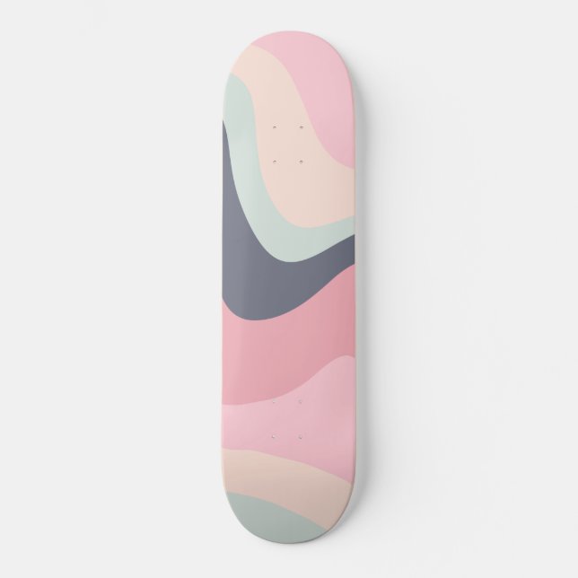 Retro Summer Swirl Wave #7 #minimal #decor #art Skateboard (Front)