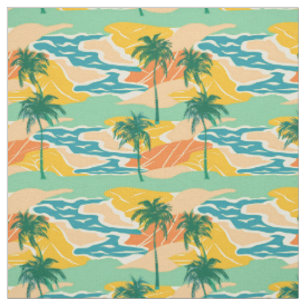 Retro Summer Vacation Beach Aesthetic Fabric