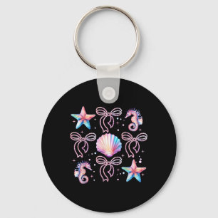 Retro Summer Vibes Beach Coquette Bow Summer Girls Key Ring