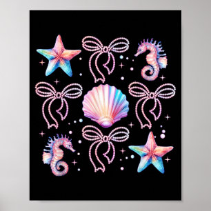 Retro Summer Vibes Beach Coquette Bow Summer Girls Poster