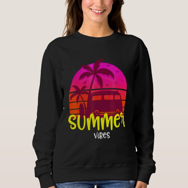 Retro Summer Vibes Camping Summer Sweatshirt (Front)