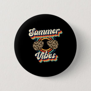 Retro Summer Vibes Cheetah Sungles Vacation 6 Cm Round Badge