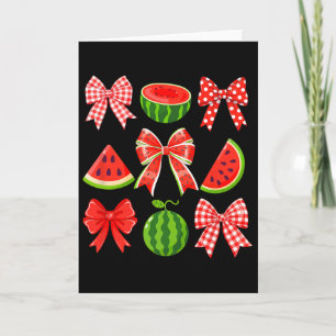 Retro Summer Vibes Coquette Bow Watermelon Summer Card