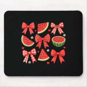 Retro Summer Vibes Coquette Bow Watermelon Summer Mouse Pad