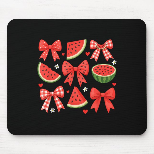 Retro Summer Vibes Coquette Bow Watermelon Summer  Mouse Pad (Front)