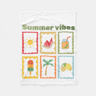 Retro Summer Vibes Design Fleece Blanket