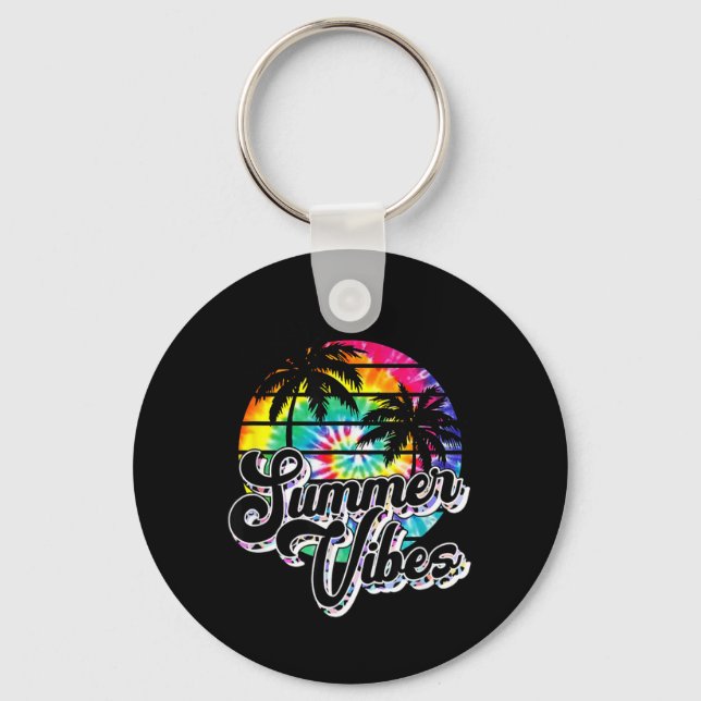 Retro Summer Vibes Leopard Sunglasses Summer Lover Key Ring (Front)