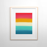 Retro Summer Vibes Rainbow Painted Stripes Poster<br><div class="desc">Bright and sunny retro palette painted stripes</div>