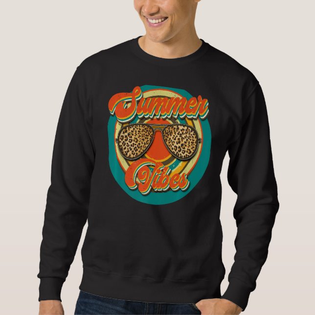 Retro Summer Vibes Sunglasses Boho Animal Print Hi Sweatshirt (Front)