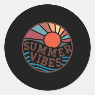 Retro Summer Vibes Vintage Beach Family Trip Summe Classic Round Sticker