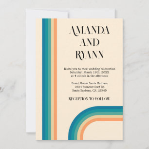 Retro Summer Vintage Unique QR Code Wedding Invitation