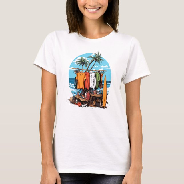 Retro summertime vibes tropical palms T-Shirt (Front)
