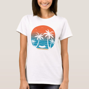 Retro summertime vibes tropical palms T-Shirt
