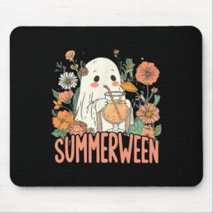 Retro Summerween Ghost Summer Halloween Mouse Pad