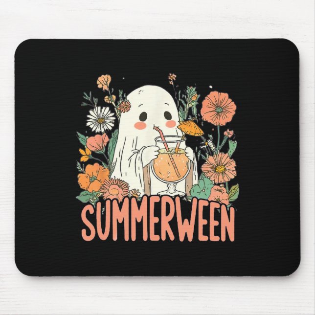 Retro Summerween Ghost Summer Halloween  Mouse Pad (Front)
