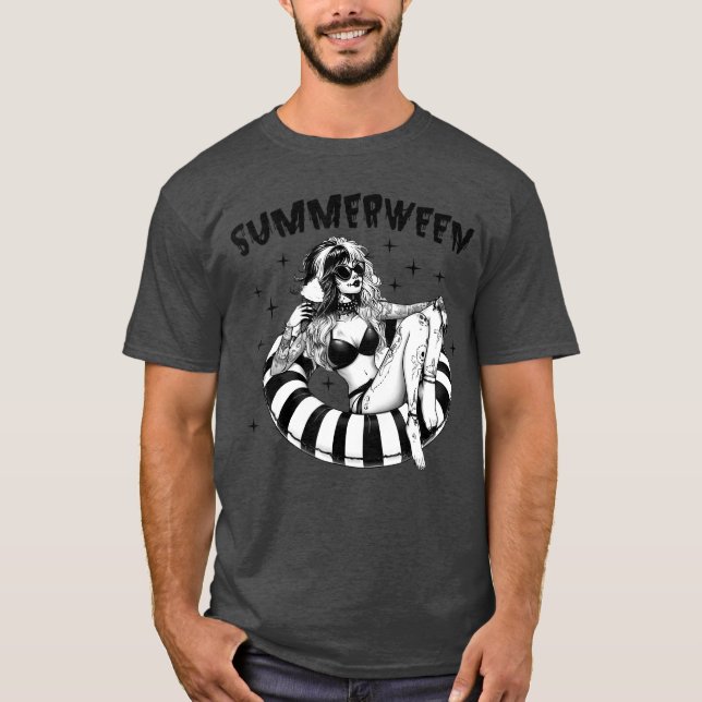 Retro Summerween Gothic Girl Spooky Summer Clothin T-Shirt (Front)