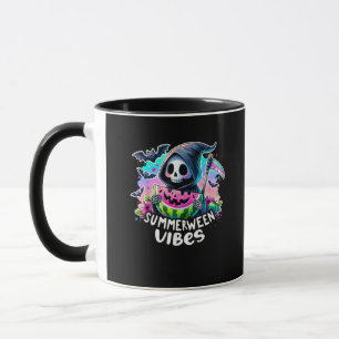 Retro Summerween Vibe Watermelon Ghost Summer Skel Mug