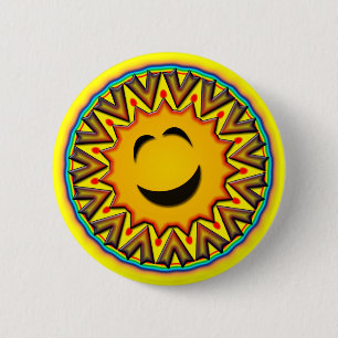 RETRO SUN 6 CM ROUND BADGE