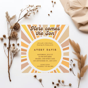 Retro Sun Baby Shower Invitation for Boy