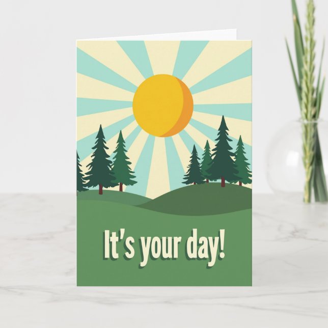 Retro Sun Birthday Card (Front)