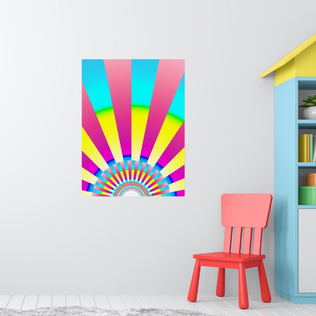 Retro Sun Boho Sunshine Yellow Pink Abstract Art Poster (Nursery 1)