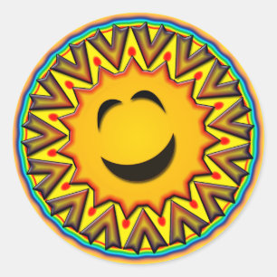 RETRO SUN CLASSIC ROUND STICKER
