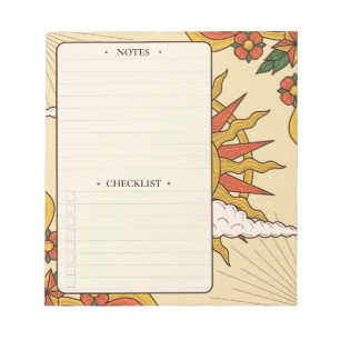 Retro Sun   Daily Notes and Checklist Notepad