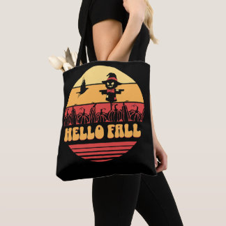 Retro Sun Hello Fall Pumpkin Patch Tote Bag