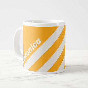 Retro Sun Kissed Three Stripes with Name Large Coffee Mug